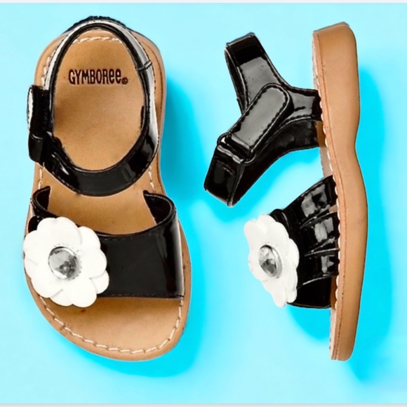 Gymboree black sandals with bejeweled flower. - Picture 7 of 15